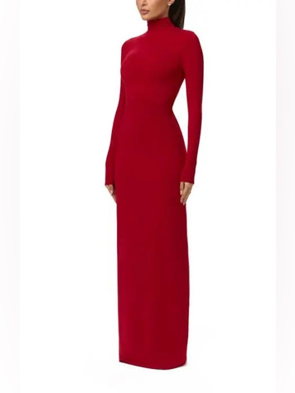 Naked Wardrobe Smooth Turtleneck Maxi Dress Red